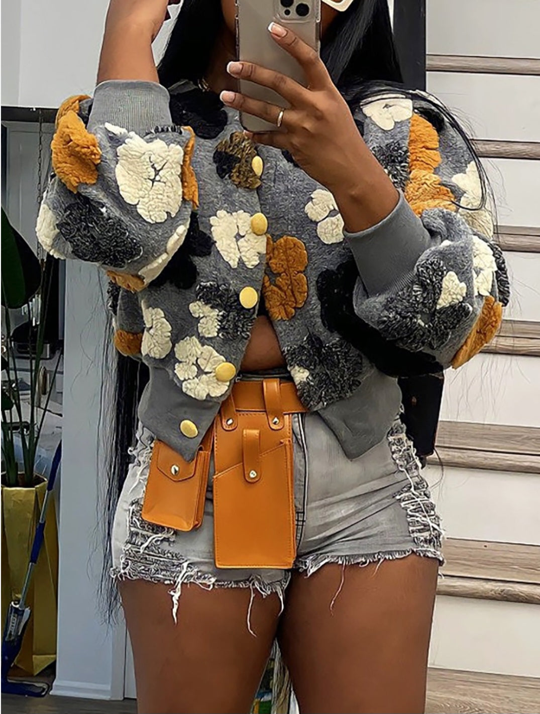 Flower cardigan sweater