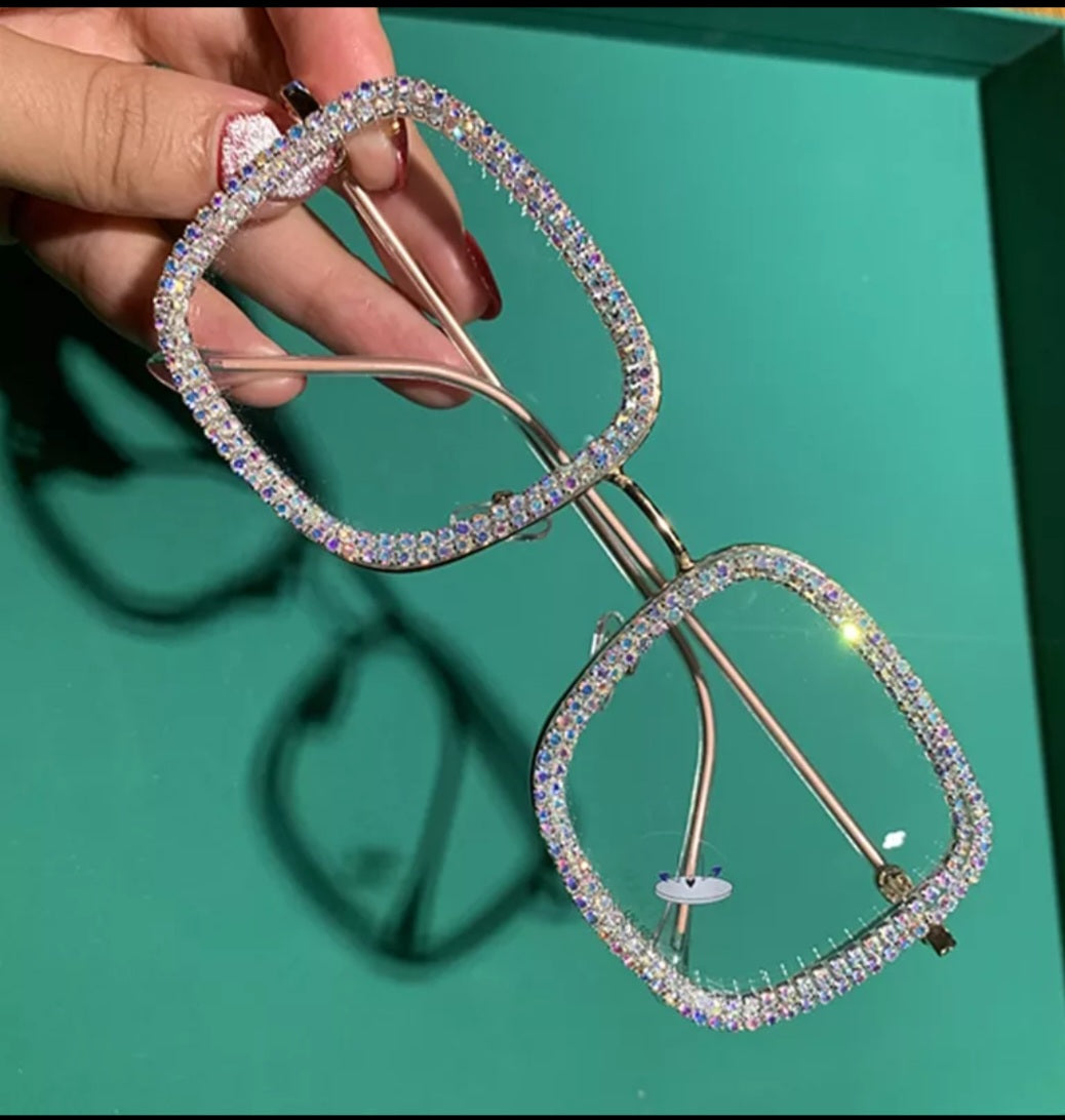 Bedazzled Square Glasses