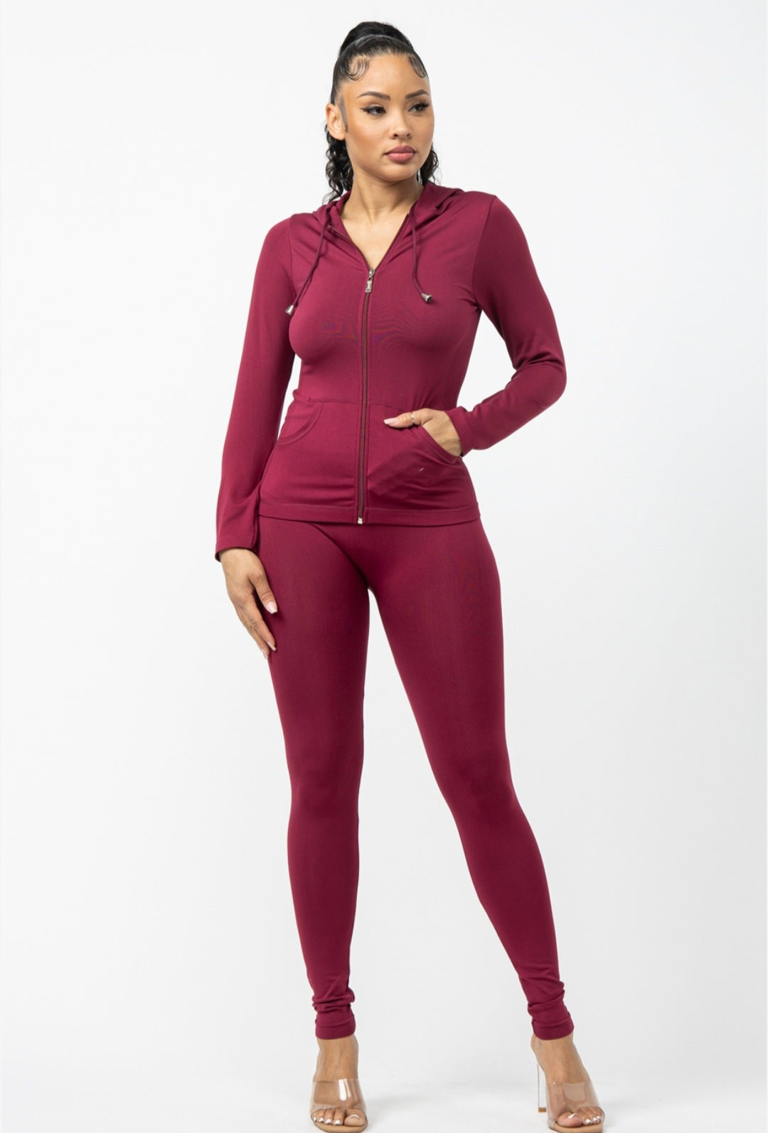 Women’s workout hoodie and leggings