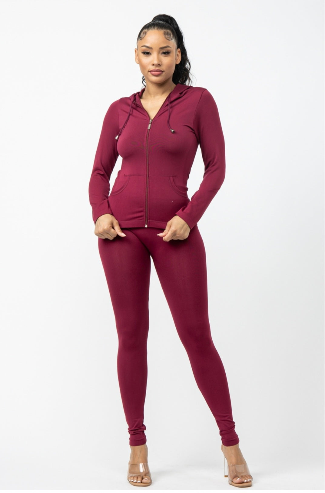 Women’s workout hoodie and leggings