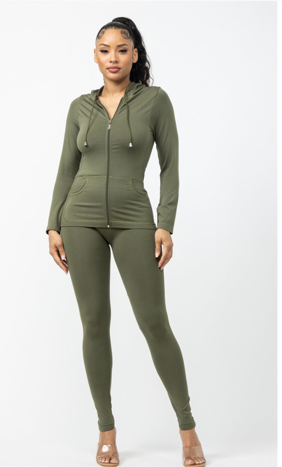 Women’s workout hoodie and leggings