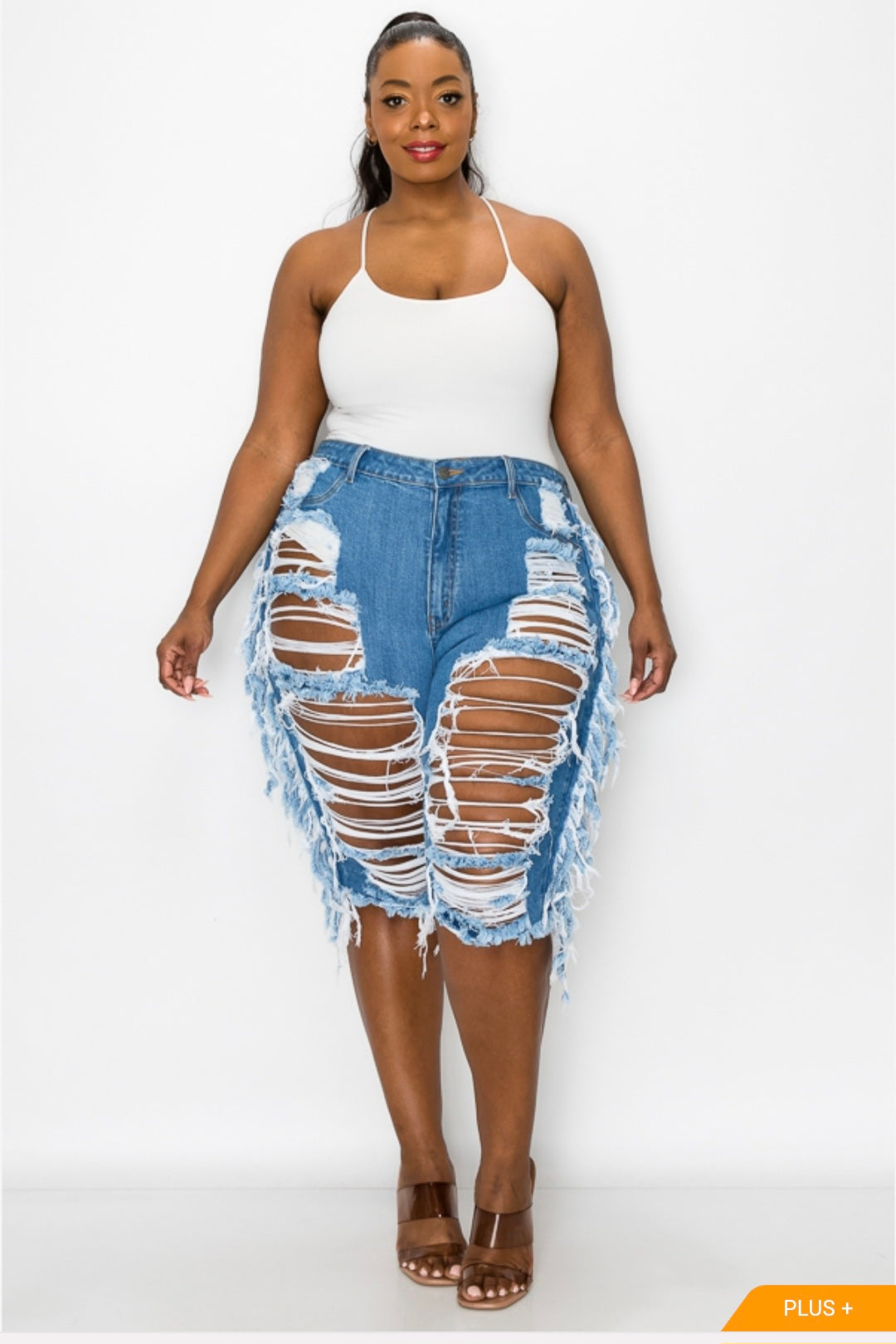 Curvy skinny Bermuda shorts