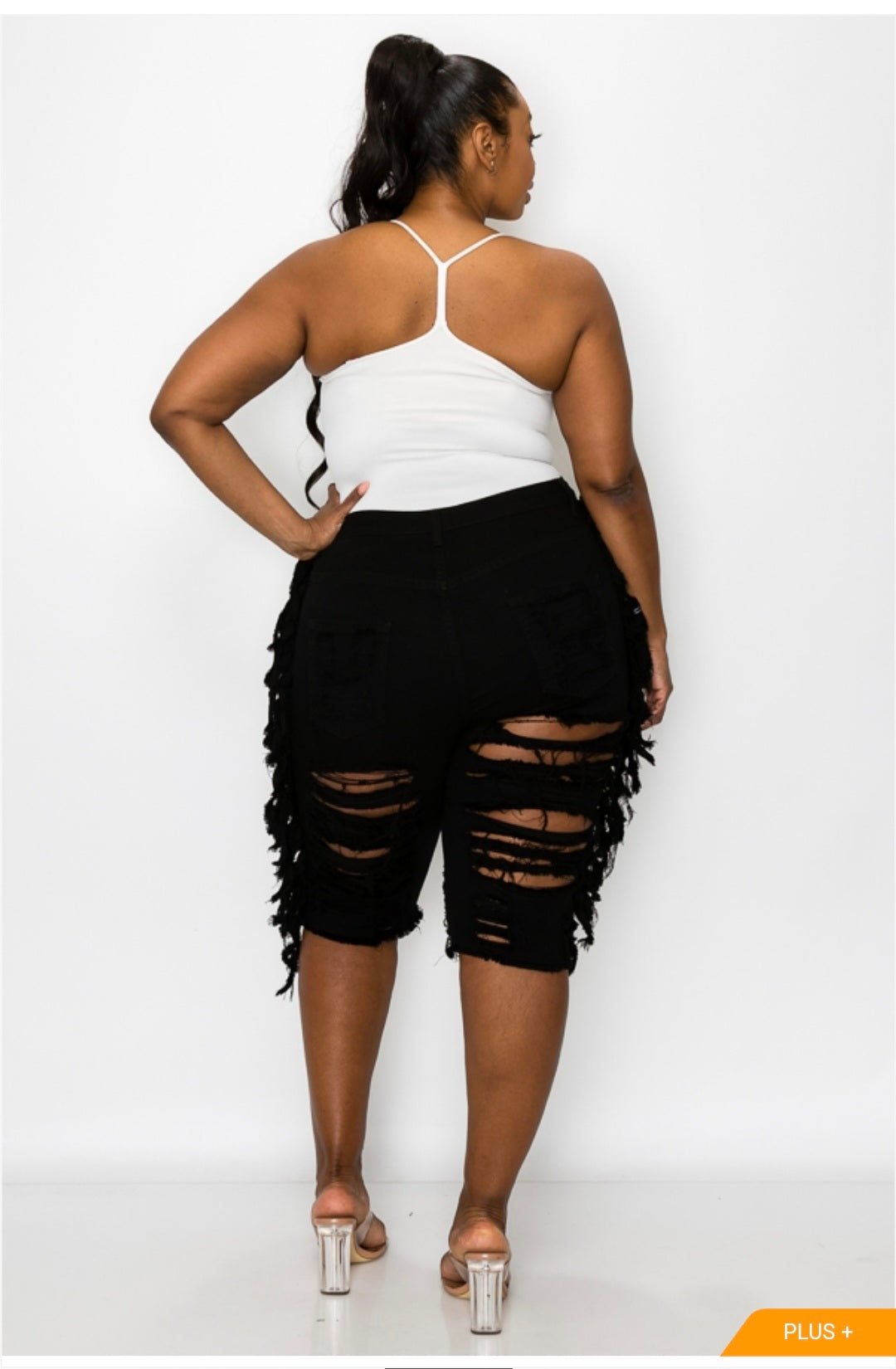 High-waisted Bermuda jeans