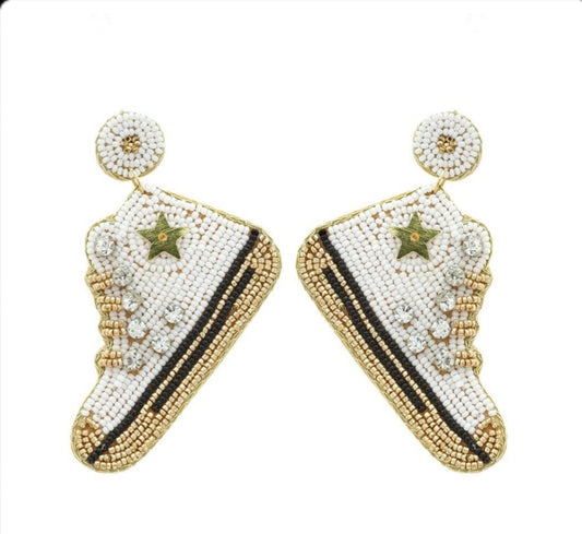 Beaded sneaker earrings
