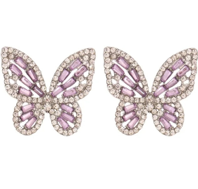 Purple statement earrings