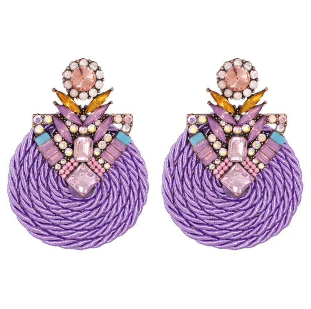 Purple statement earrings