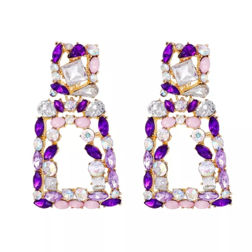 Purple statement earrings