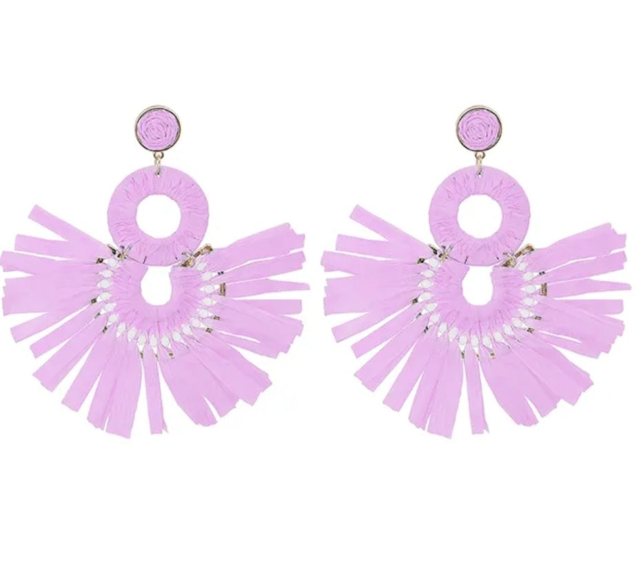 Purple statement earrings