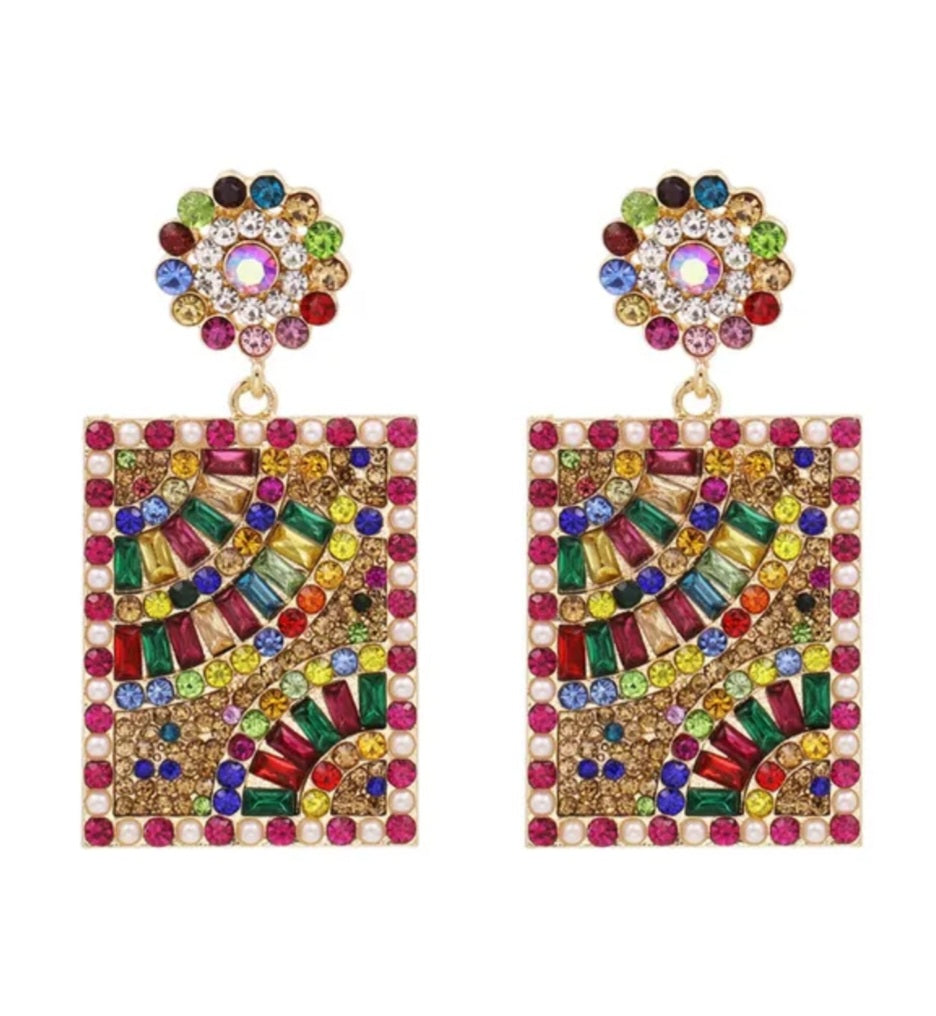 Purple statement earrings
