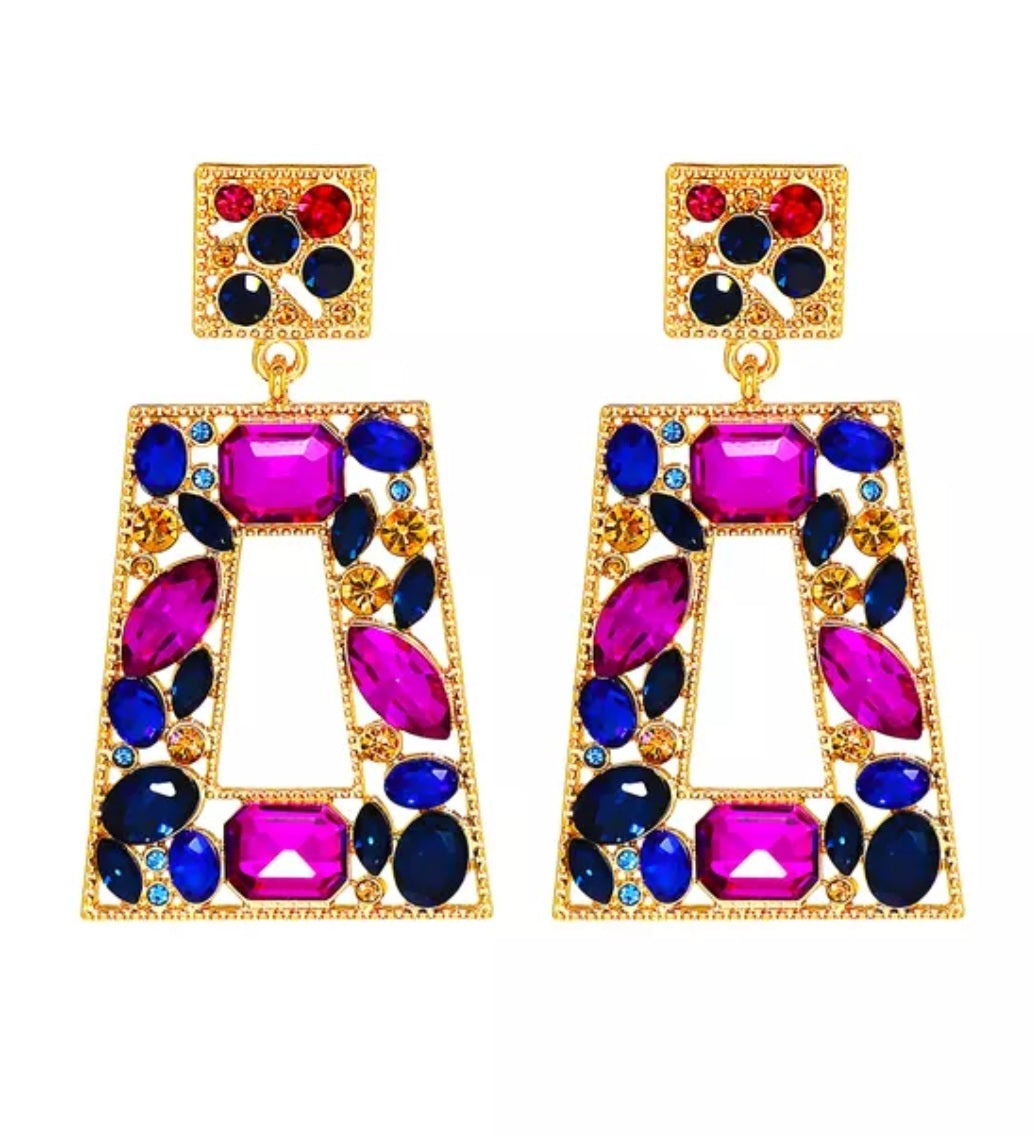 Purple statement earrings