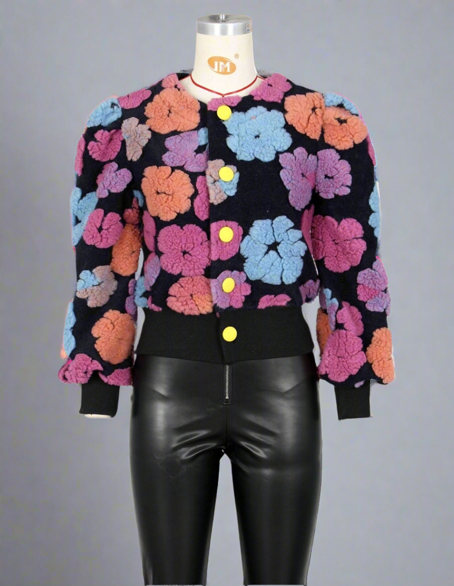 Flower cardigan sweater