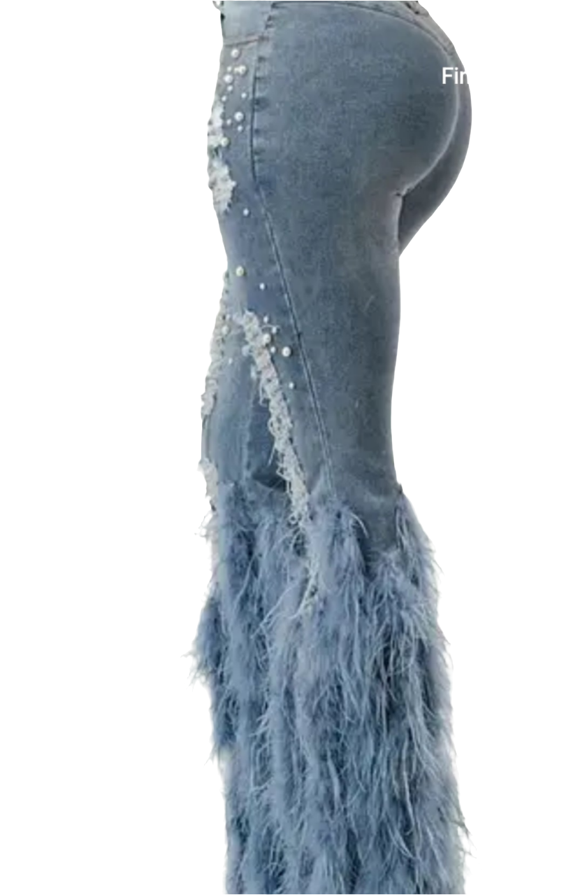 Embellished ripped jeans