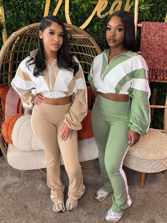 Maria's Sport stretch two piece wide leg sweatsuit