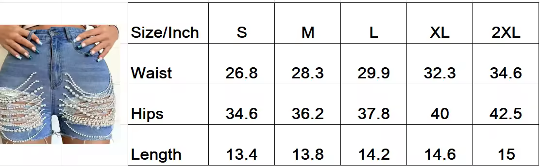 High-Waisted Pearl Chain Ripped Shorts for Effortless Chic Style and Comfort