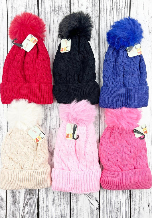 SOLID COLOR WINTER KNITTED KIDS HAT