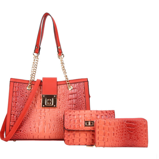 3 n 1 Croc Chained Satchel Purse