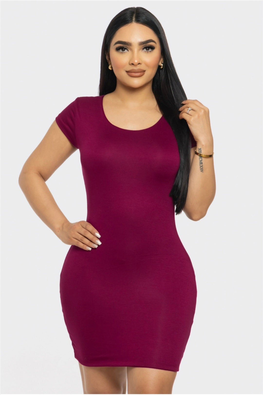 Plus Size Women Mini Short Sleeve Dress