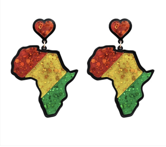 Juneteenth africa map acrylic earring