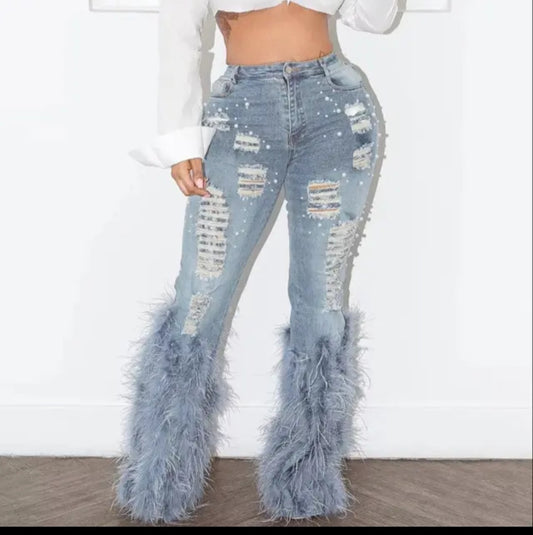 Trendy ripped denim