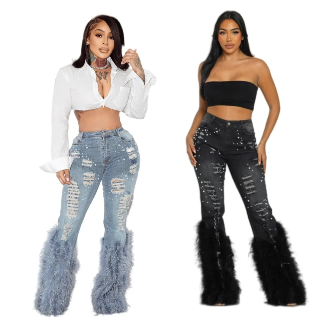 Fashionable ripped jeans
