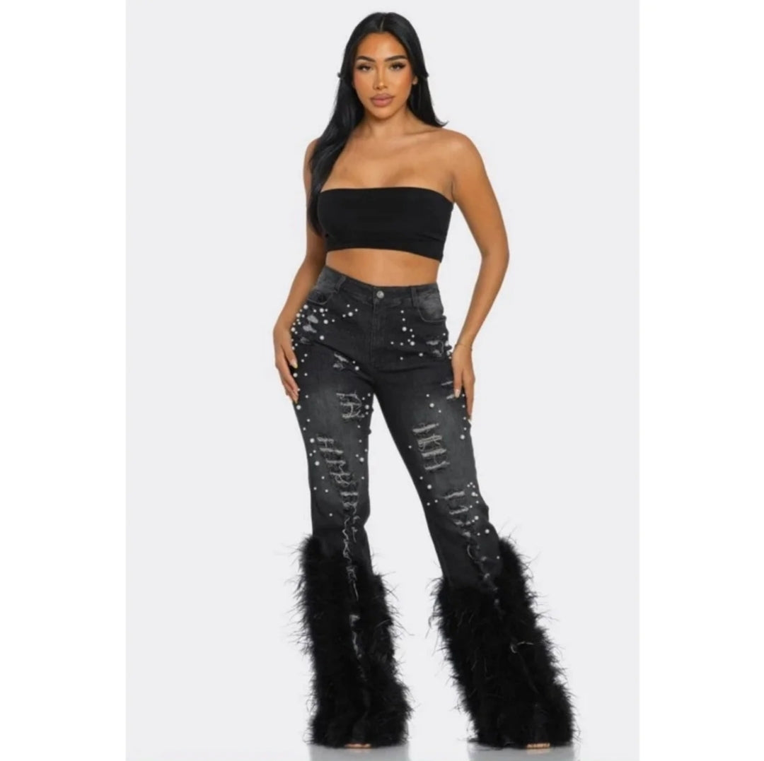 Trendy ripped denim