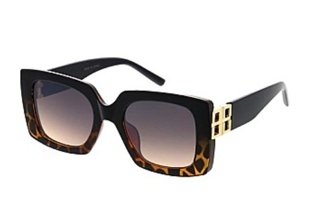 Square Sunglasses with Gold Detail Temples