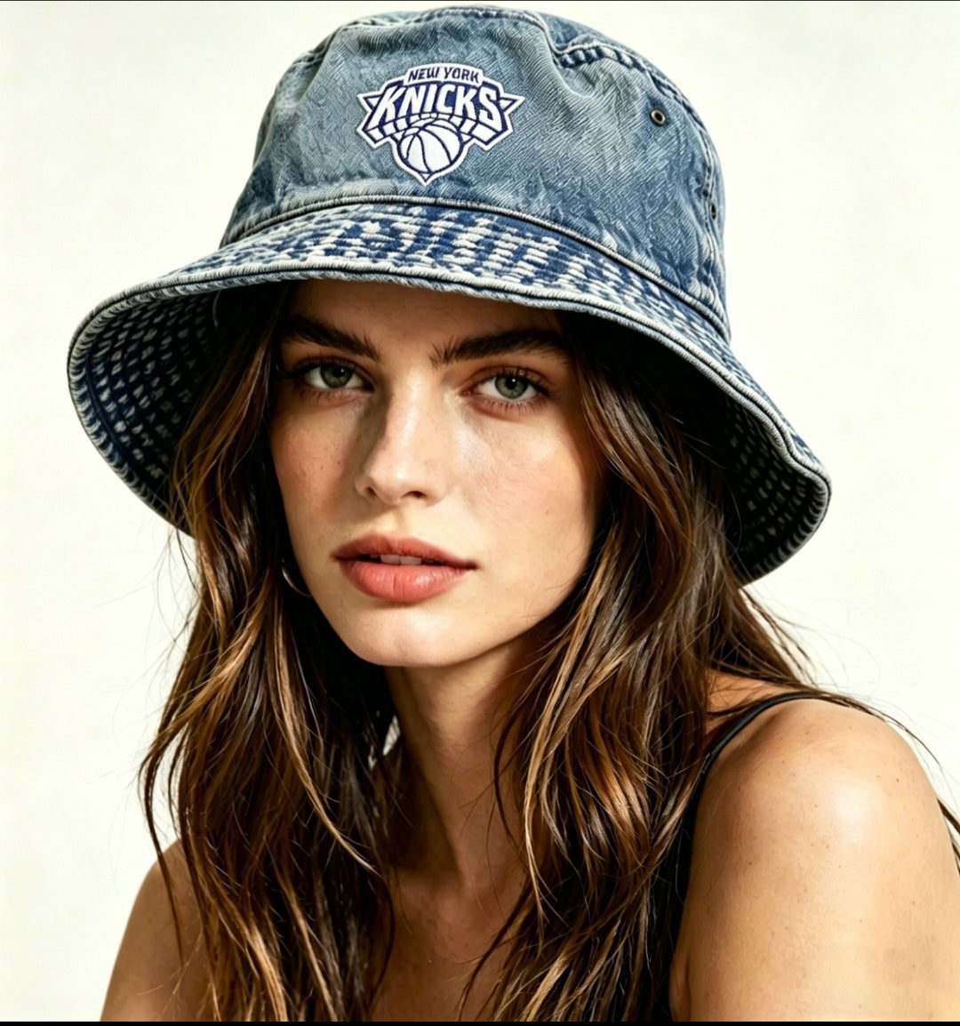 Vintage Wash Denim Bucket Hat – Casual Streetwear Sun Hat S/M