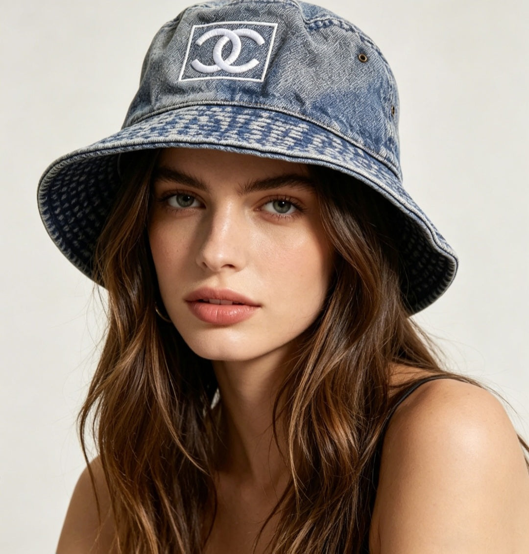 Vintage Wash Denim Bucket Hat – Casual Streetwear Sun Hat S/M